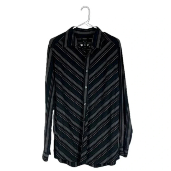 Claiborne button down shirt men’s large Claiborne black stripe button down shirt - Picture 1 of 7